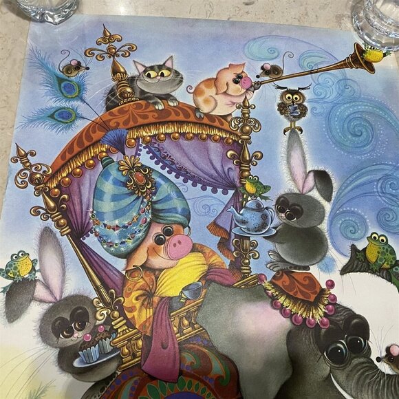 Vintage Cartoon George Buckett Art Poster Print Animals Whimsical Elephant Pig - Picture 2 of 10